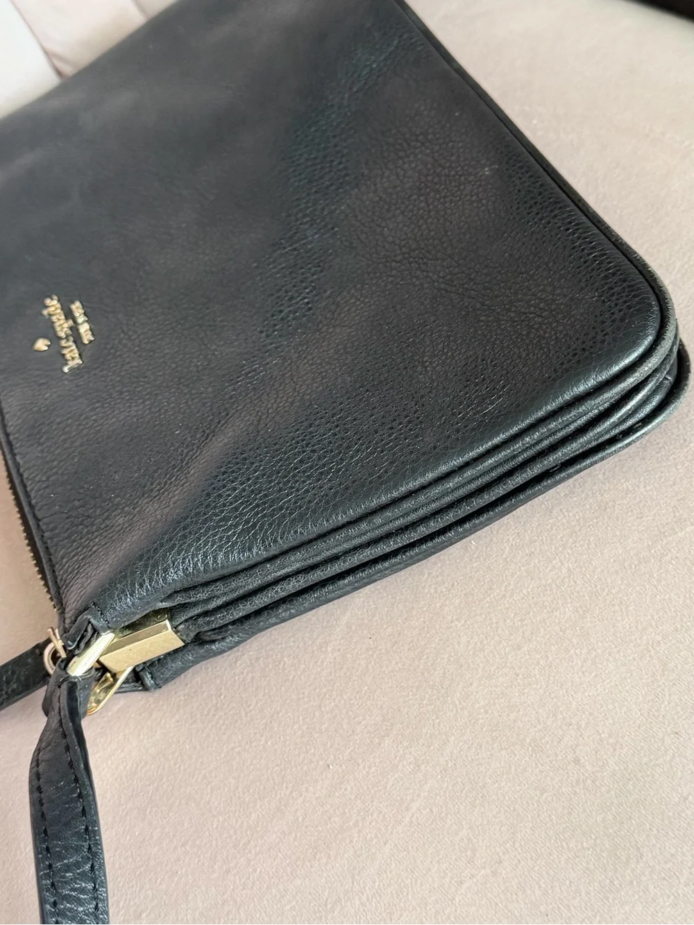 Kate Spade ♠️ Jackson Triple Gusset Black Leather Crossbody